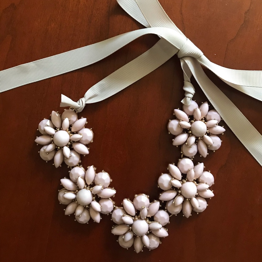 ZARA Lilac Floral, Ribbon Statement Necklace